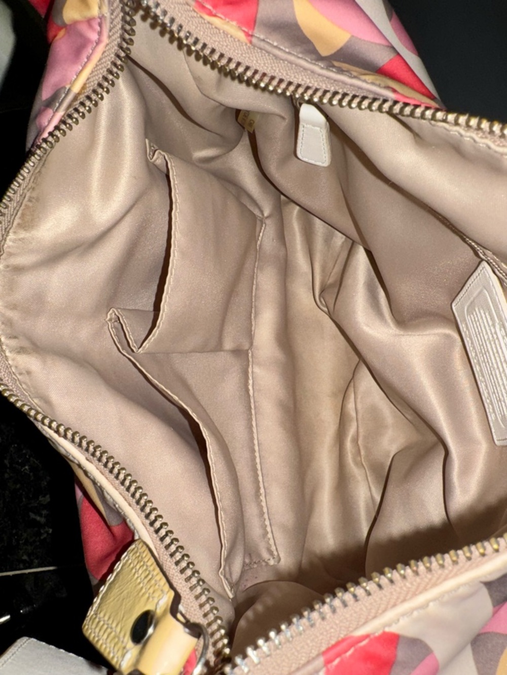 COACH Kristin Op Art Yellow Multicolor Satin Hobo Shoulder Bag 2013 #F22745 EUC - Picture 11 of 16